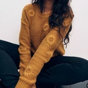 Madewell Embroidered Flower Pullover Sweater/M
